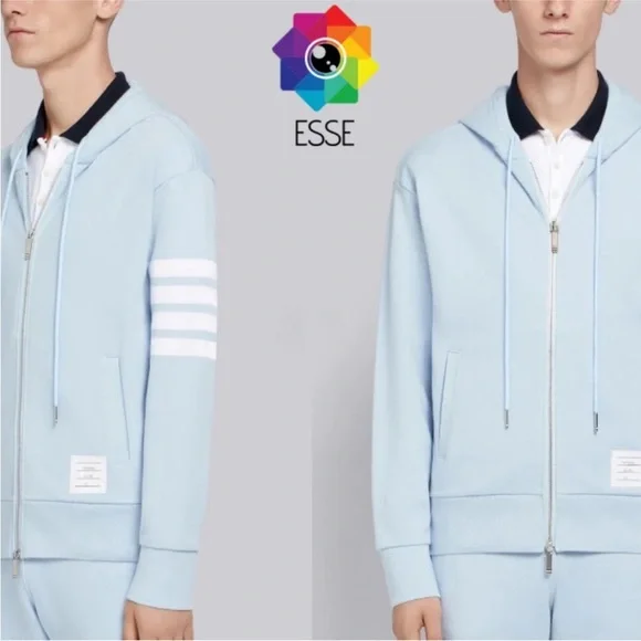 Thom Browne Sky Blue 4-Bar Hoodie Size 4 / Large - Picture 2 of 15